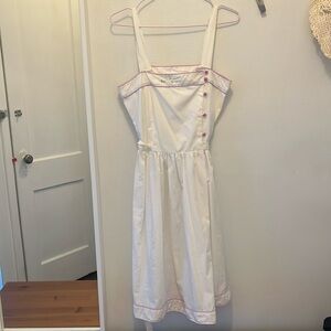 Vintage 1970s White Cotton Blend Dress Size XS